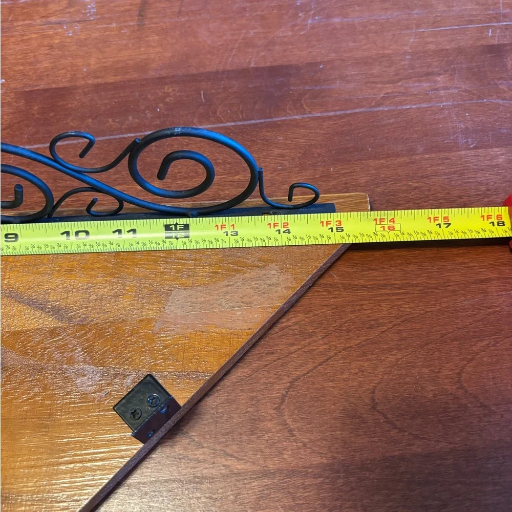 Wood Corner Shelves w Wire Scrolling set of 2